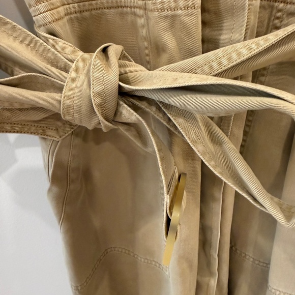 J Crew -Khaki Beige Safari 100% Cotton Button up Long Sleeve Shirt Dress, Size 8 - Picture 4 of 6